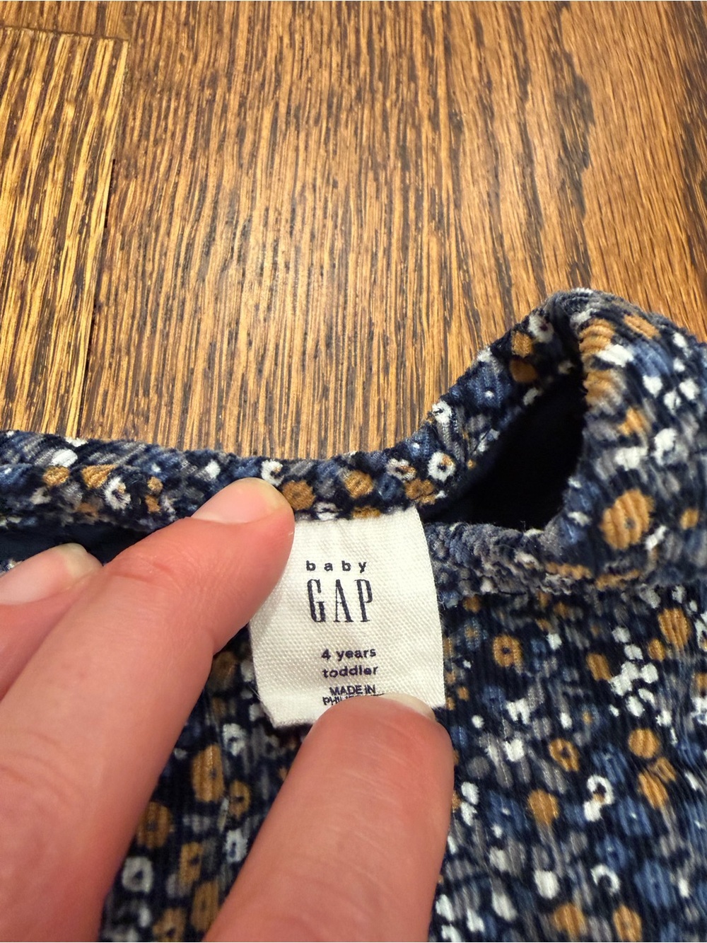 GAP Navy Floral Long-Sleeve Corduroy Casual Dress - Picture 3 of 3